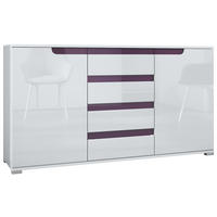 SIDEBOARD Sylt Weiß Hochglanz / Brombeer Hochglanz - Weiß Hochglanz, Holzwerkstoff (138.5/75.5/35cm) - Vladon