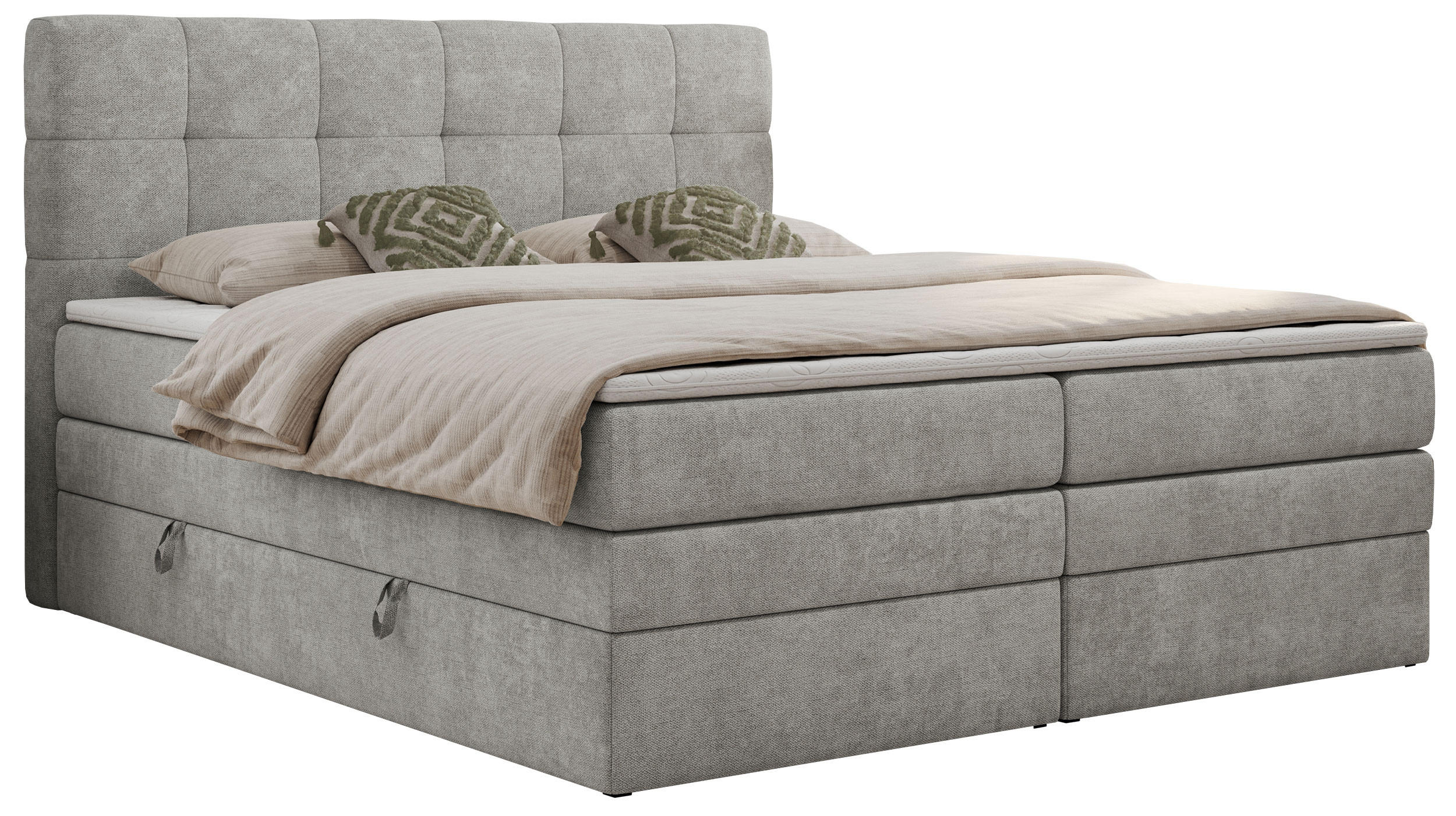 BOXSPRINGBETT LUKA KING 180/200 Hellgrau Struktur - H3 - Hellgrau, Holz/Textil (180/200cm) - MKS