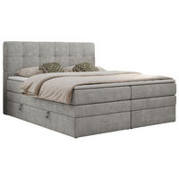 BOXSPRINGBETT LUKA KING 180/200 Hellgrau Struktur - H4 - Hellgrau, Holz/Textil (180/200cm) - MKS