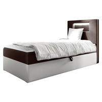 BOXBETT Gold Junior 1, Seite zum Öffnen des Bettkastens: Rechts - Weiß/Braun, Holz (90/200cm) - MIRJAN24