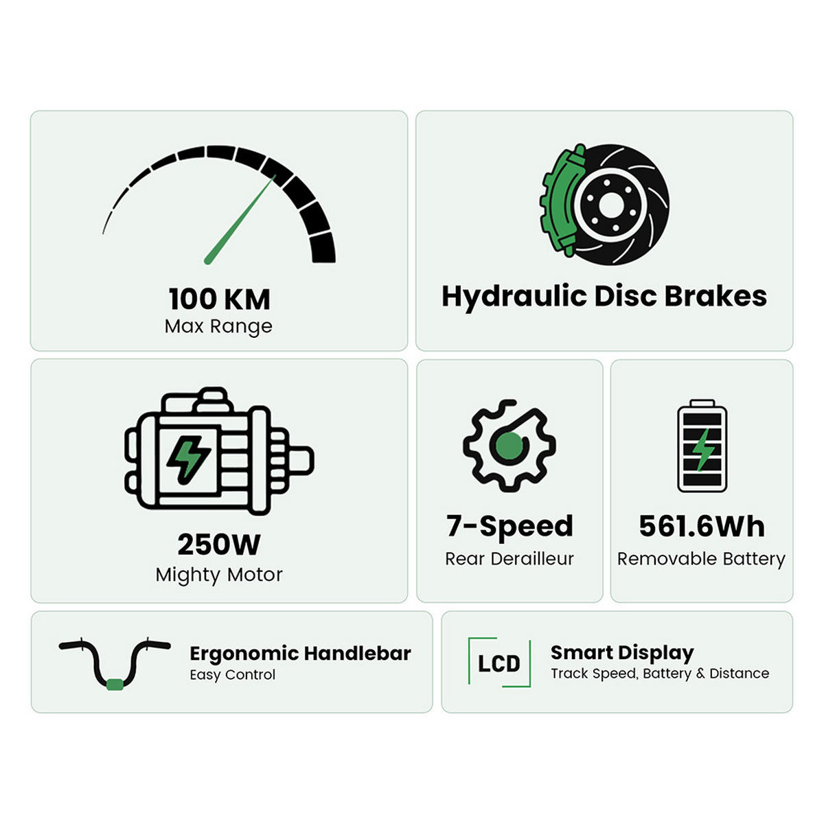 E-BIKE Junglor J1 Pro – Verbesserte Sicherheit und Stabilität - Grün, Metall (85cm)