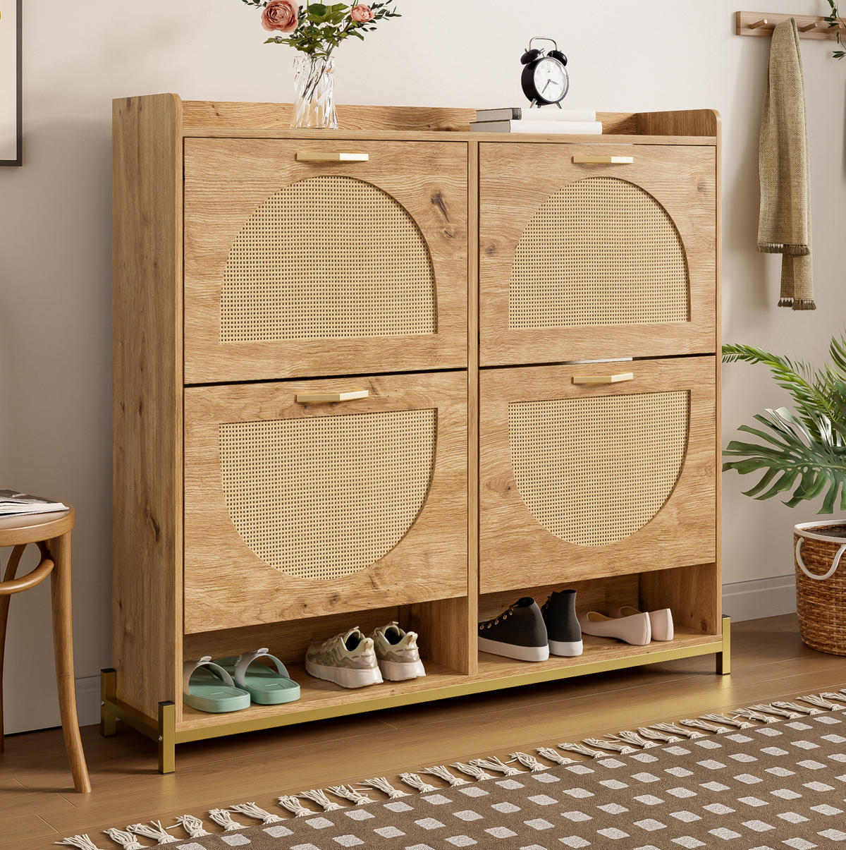 SCHUHSCHRANK 108,5/100/24 cm Holzfarbe aus MDF mit oberer Ablage - Naturfarben, Holzwerkstoff (108.5/100/24cm) - OKMYHOME