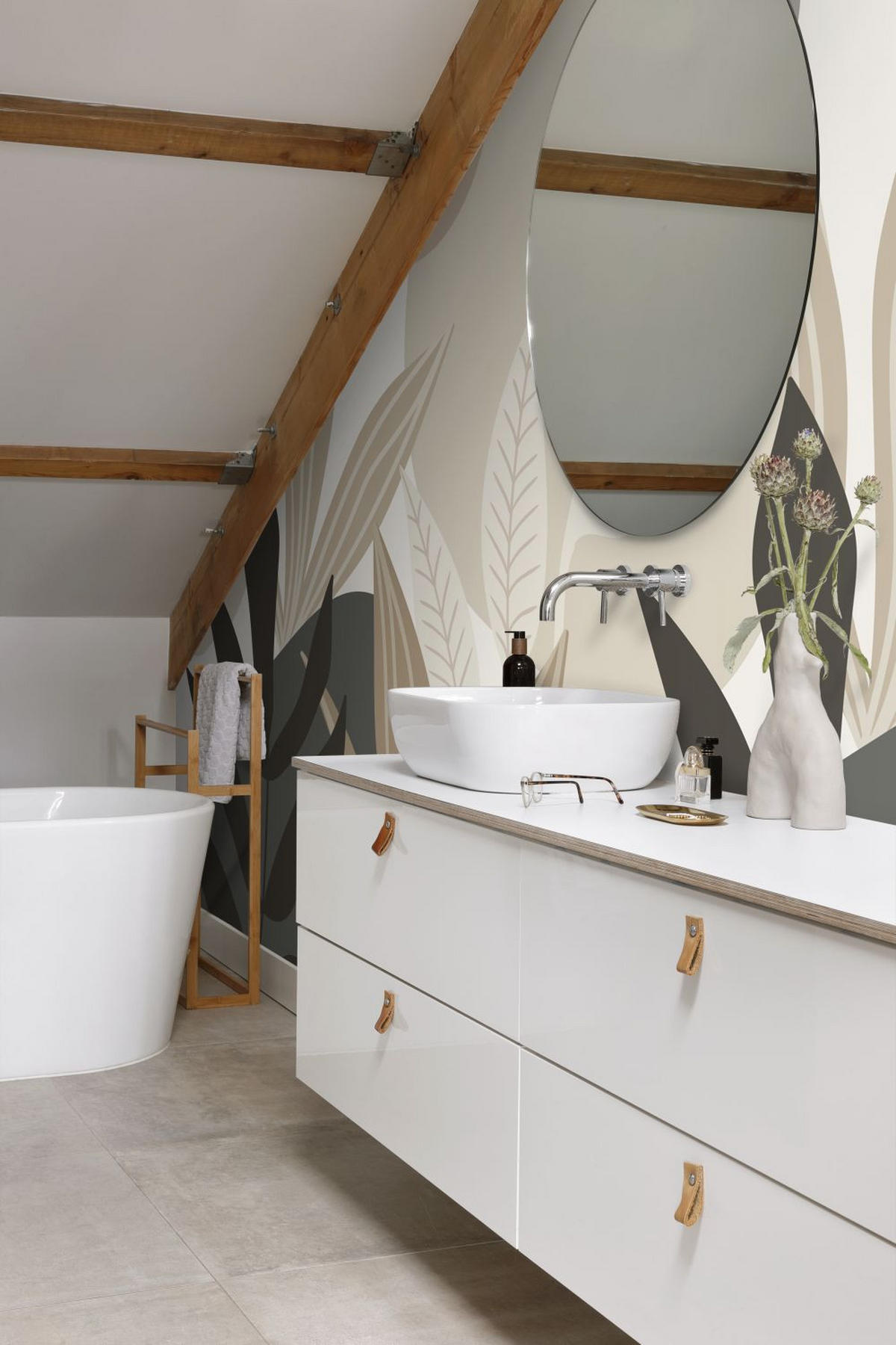 FOTOTAPETE tropische Blätter 200 x 279 cm - Beige, Papier (200/279cm) - ESTAhome