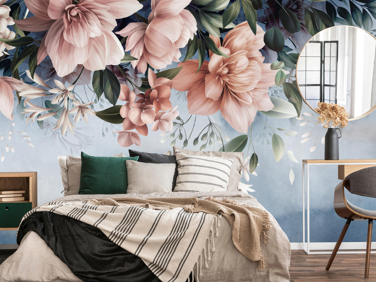 FOTOTAPETA Pre Spálňu Kvety Listy Príroda Rastliny 250 x 175 cm - biela/zelená, papier (250/175cm) - Muralo