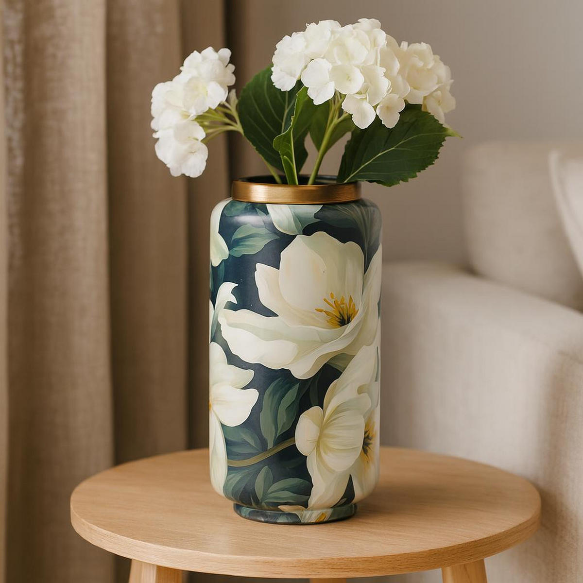 METALLVASE goldfarbene Umhüllung Badu 15/15/30 cm - Grün, Metall (30cm) - Home Styling Collection
