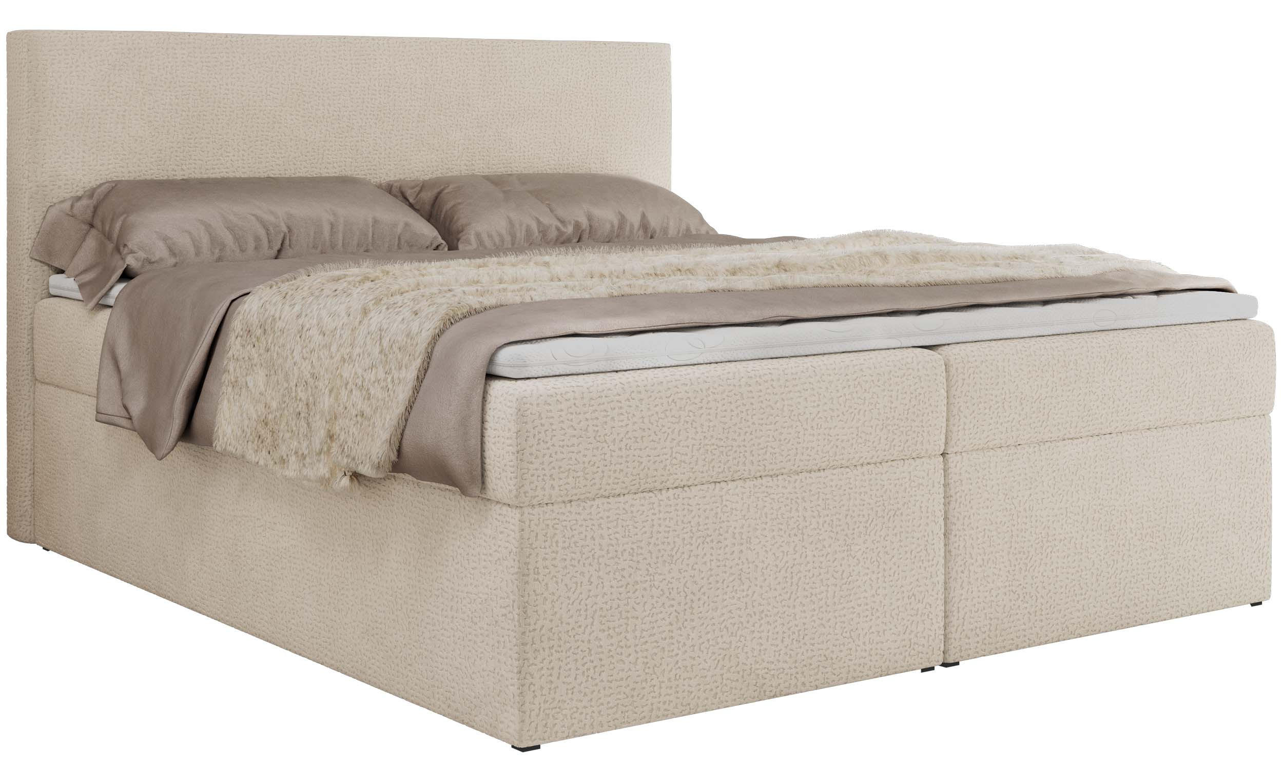 BOXBETT JAGUAR 180/200 - Hellbeige Struktur - H3 - Creme, Holz/Textil (180/200cm) - MKS