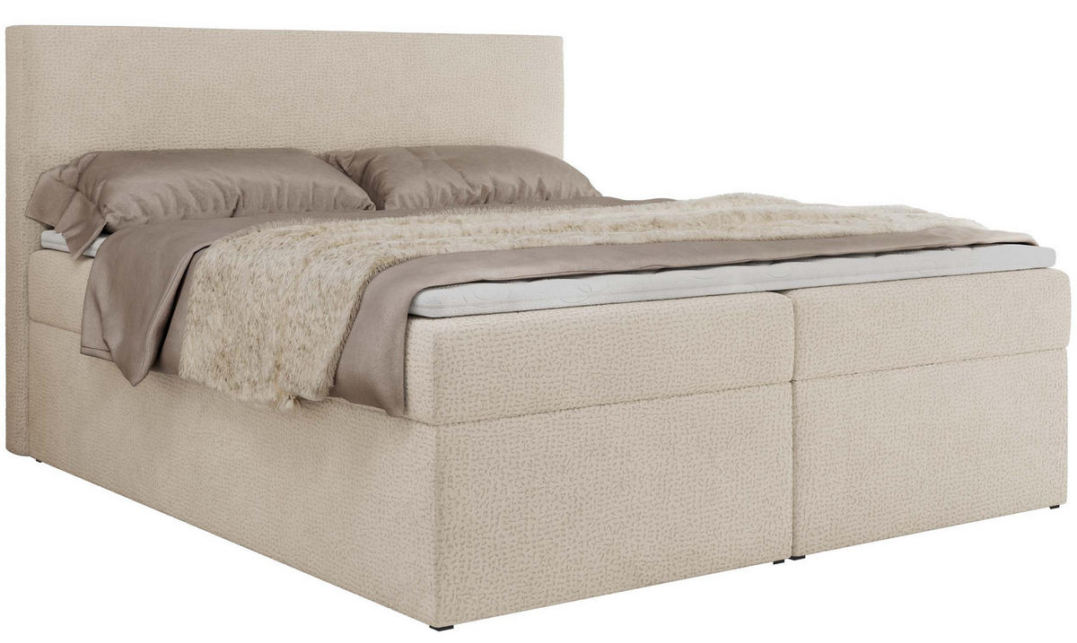 BOXBETT JAGUAR 180/200 - Hellbeige Struktur - H3 - Creme, Holz/Textil (180/200cm) - MKS