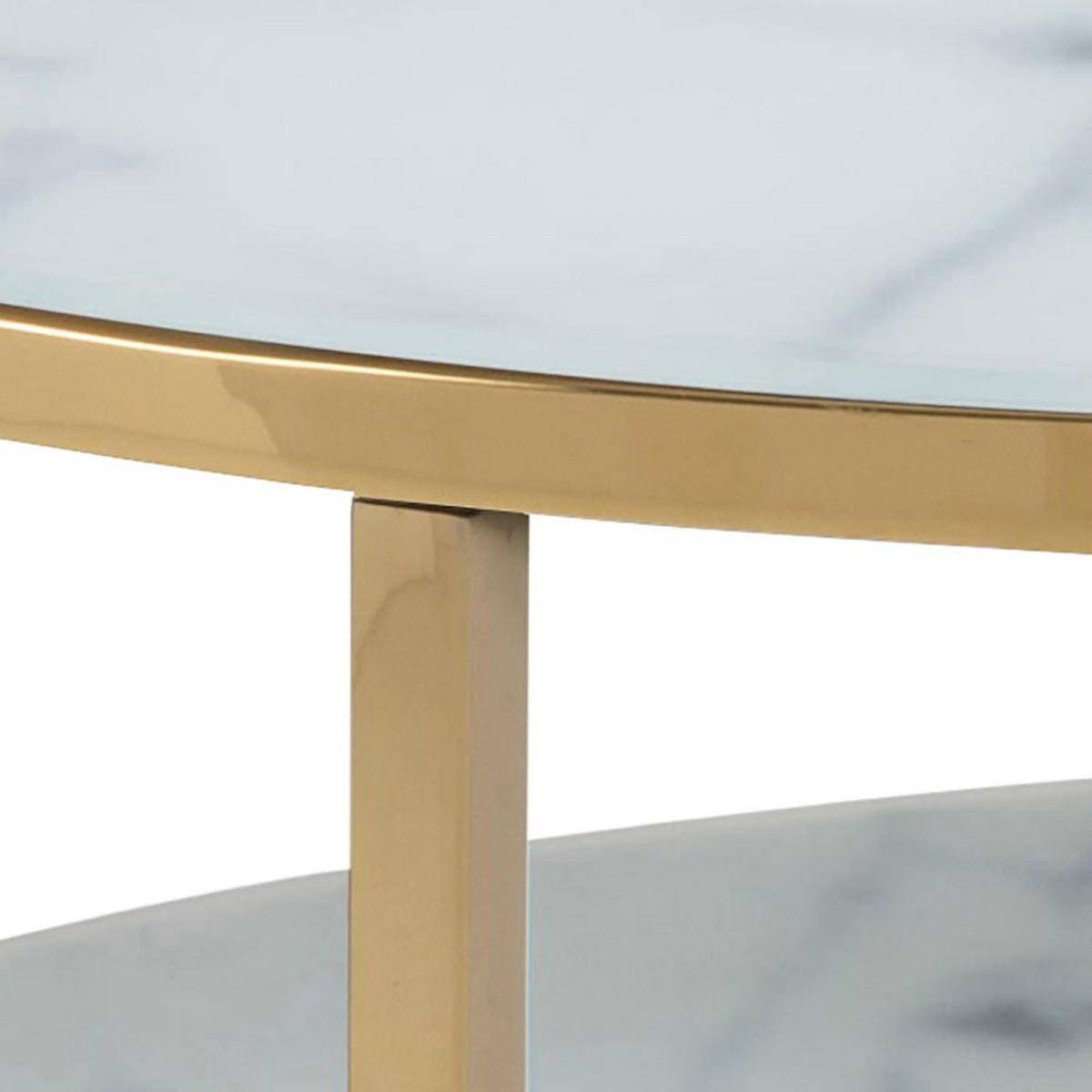 COUCHTISCH Ø80 cm weiss Marmorprint, goldenes Chrom - Weiß, Holzwerkstoff (80/80/45cm) - ebuy24