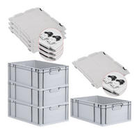 EUROBOX 4x Nextgen Economy Mit Scharnierdeckel Grau/Schwarz Griffe Geschlossen - Schwarz, Kunststoff (40/22/60cm) - PROREGAL