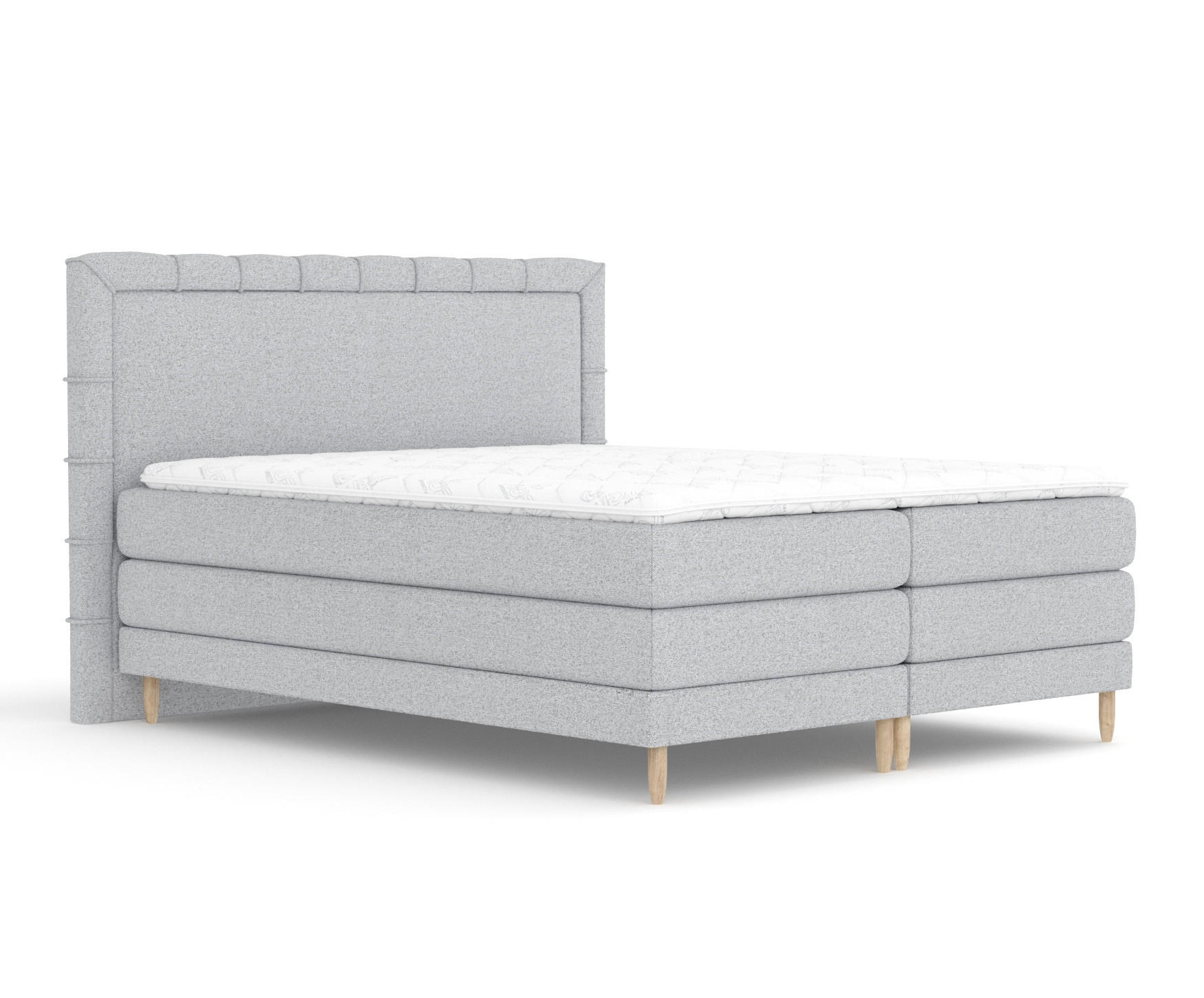 BOXSPRINGBETT Rimini Hellgrau 180/200 cm mit Matratze und Topper - Hellgrau/Naturfarben, Holz/Holzwerkstoff (180/200cm) - Maison de Reve