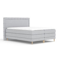 BOXSPRINGBETT Rimini Hellgrau 180/200 cm mit Matratze und Topper - Hellgrau/Naturfarben, Holz/Holzwerkstoff (180/200cm) - Maison de Reve