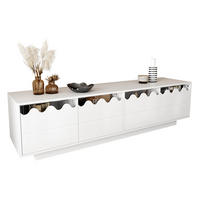 LOWBOARD 170/40/45 cm Weiß aus MDF und Spanplatte mit Wellen-Design - Weiß, Holzwerkstoff (45/40/170cm) - OKMYHOME