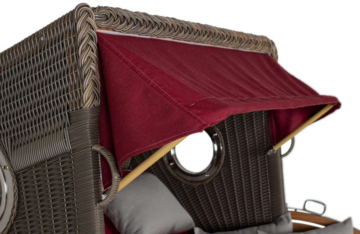 STRANDKORB XL Schillig Bullauge - Rot/Braun, Metall (142/170/95cm) - Mr. Deko