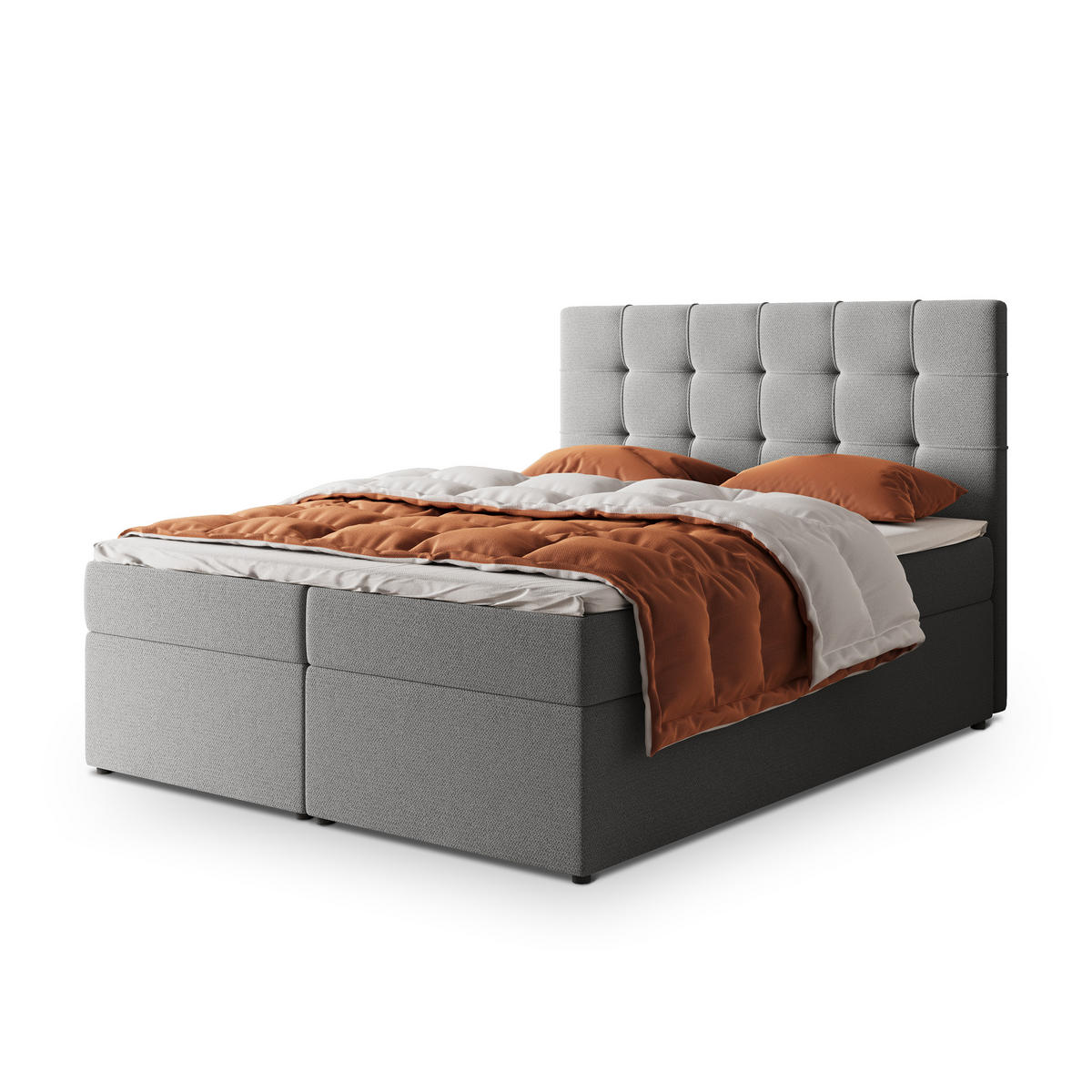 POSTEL BOXSPRING PALMA 160x200 cm, s matrací a úložným prostorem, šedá - šedá, kompozitní dřevo/textil (160/200cm) - MASSENO