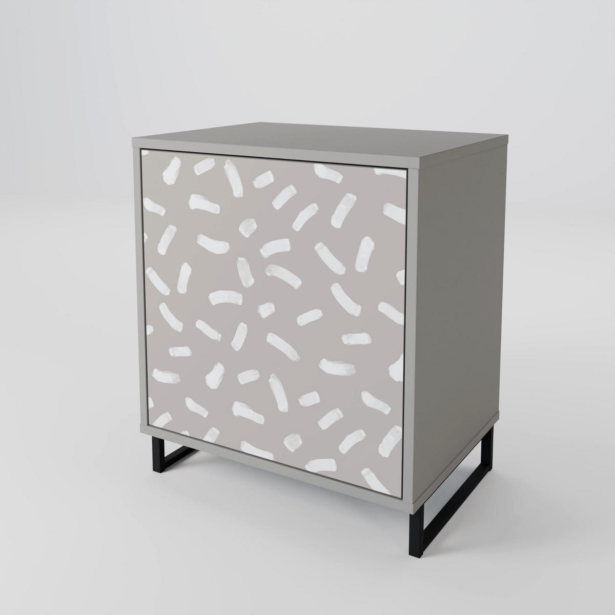 SIDEBOARD PASSING SECONDS, Grau, 57,5x42x77,5 cm, Schräge Buchenholzfüße - Buchefarben/Multicolor, Holzwerkstoff/Buchenholz (57.5/77.5/42cm) - SpaceRebels