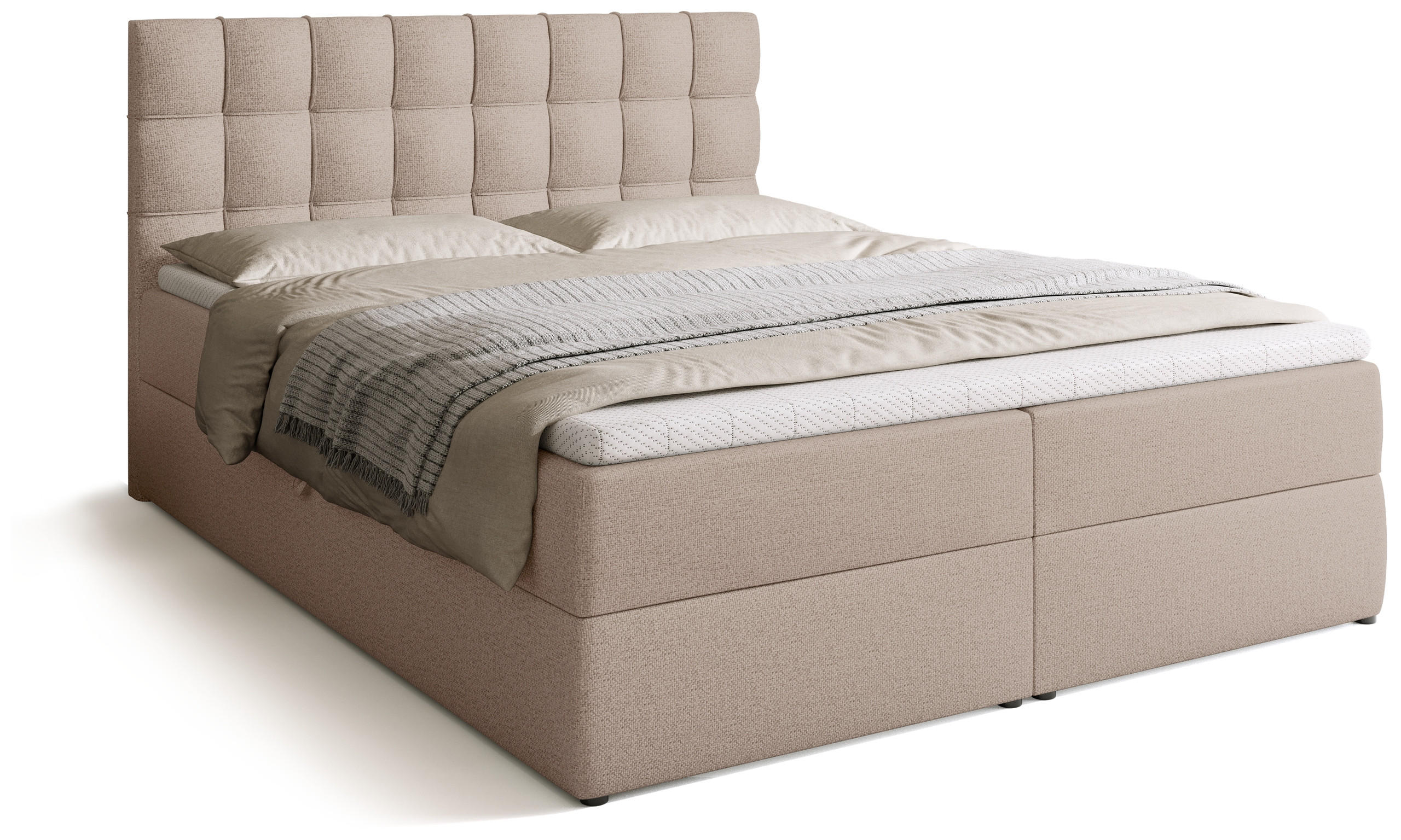 BOXBETT Detroit mit Topper 160/200 Beige - Creme, Textil (160/200cm) - Bromarkt