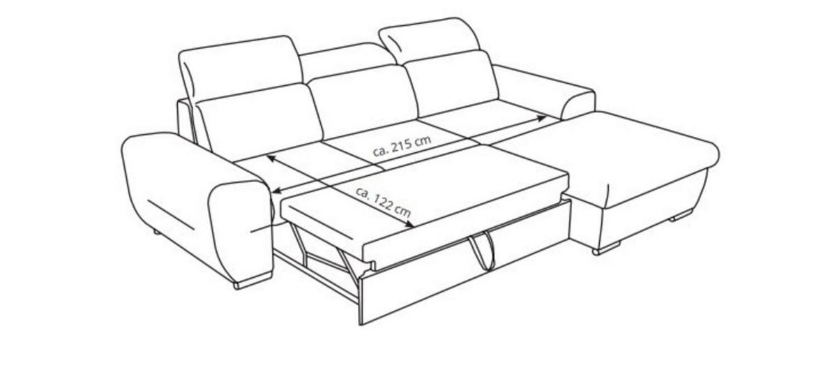 ECKSOFA - FRENSO - Rechts, Blau (Ronda 79) - Blau, Holzwerkstoff (281/183cm) - Möblo
