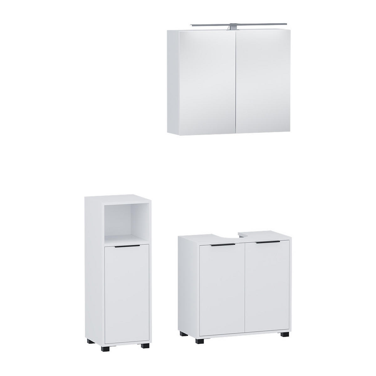 BADMÖBEL-SET Alina Weiß 3 Teile - Weiß, Holzwerkstoff (60/60/30cm) - Vicco