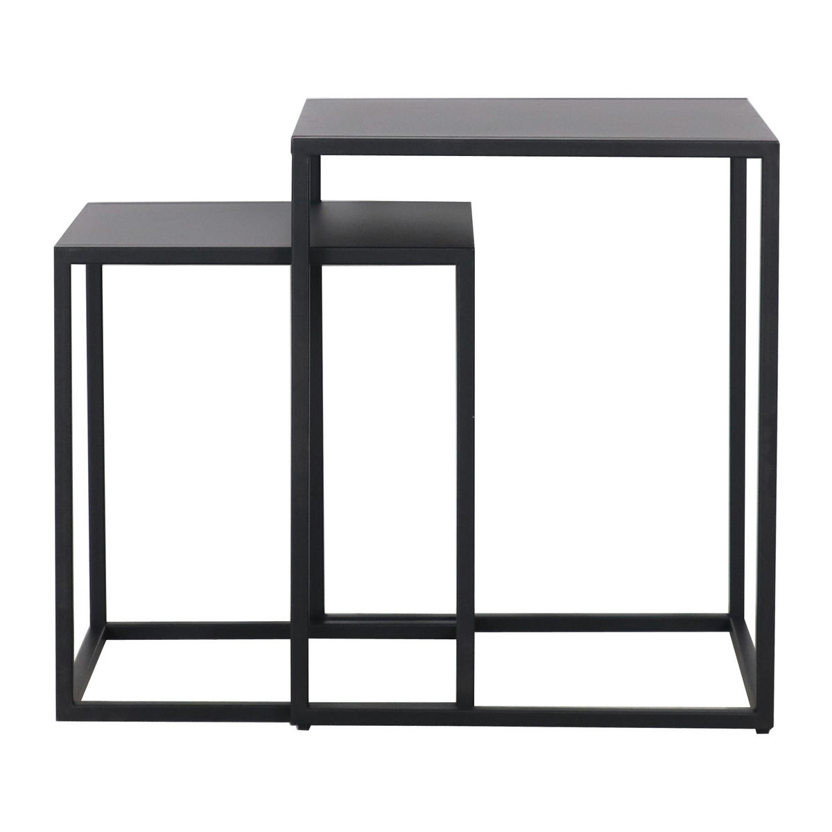 BEISTELLTISCH-SET 2 TLG. Vejen - Schwarz, Metall (40/40/49cm) - [en.casa]