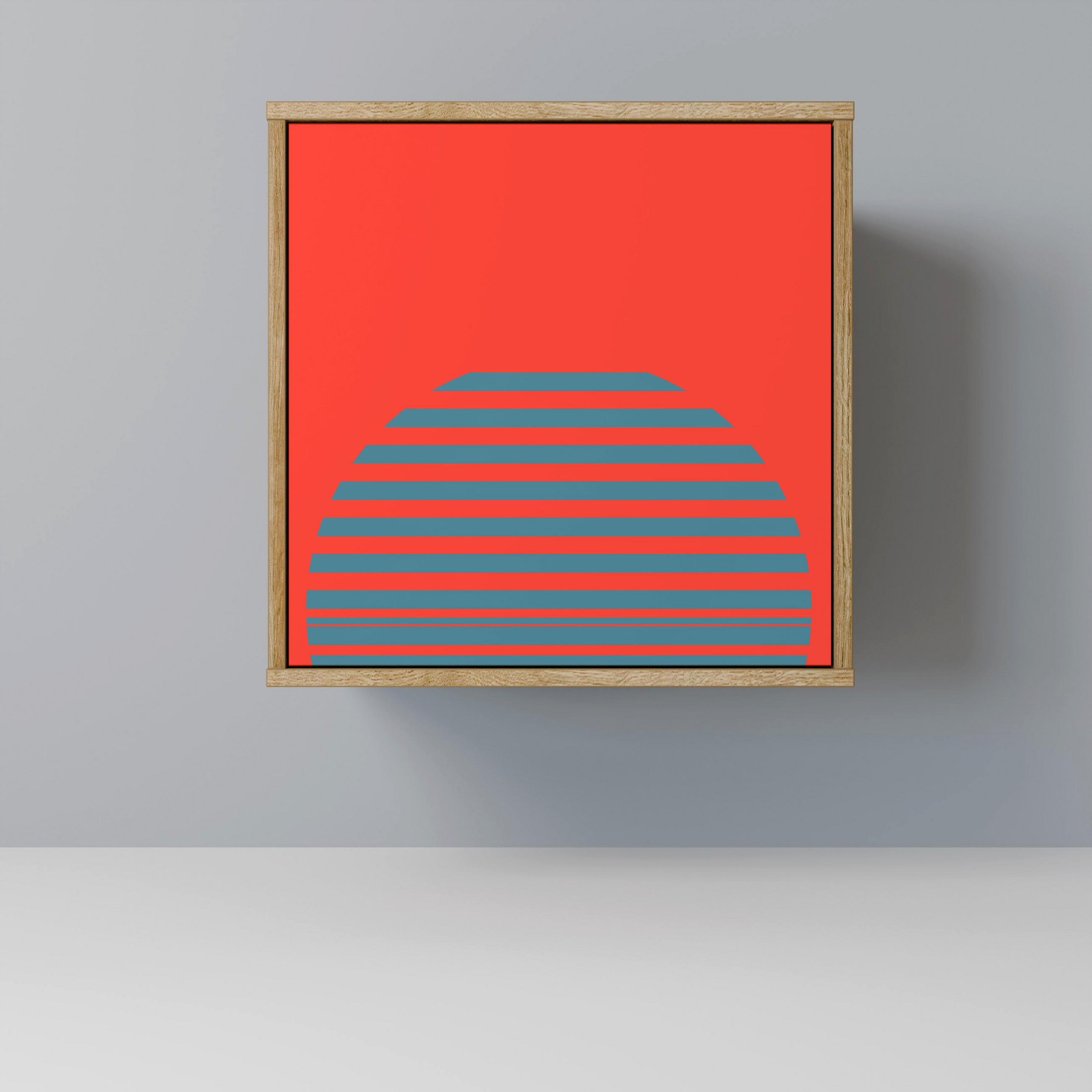 SIDEBOARD RISING GEOMETRY STARS, Eichefarben, 57,5x42x57,5 cm, Ohne Füße - Eichefarben/Multicolor, Holzwerkstoff (57.5/57.5/42cm) - SpaceRebels