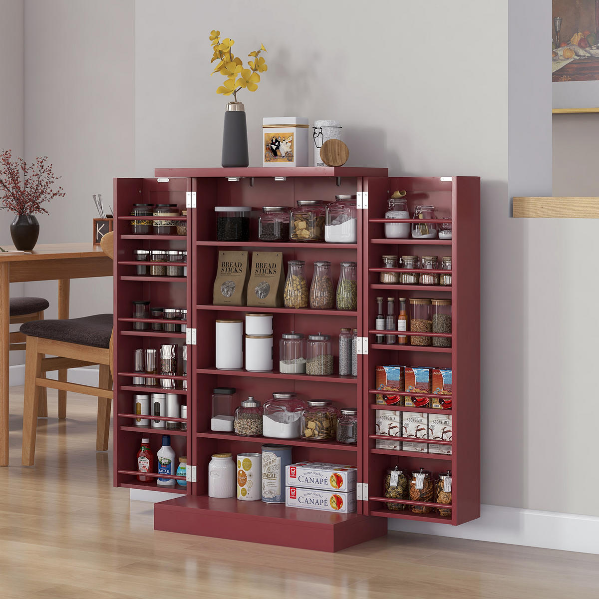 MEHRZWECKSCHRANK DE-11143 5 Böden Rot - Rot, Holzwerkstoff (30/104/60cm) - ComfortXL