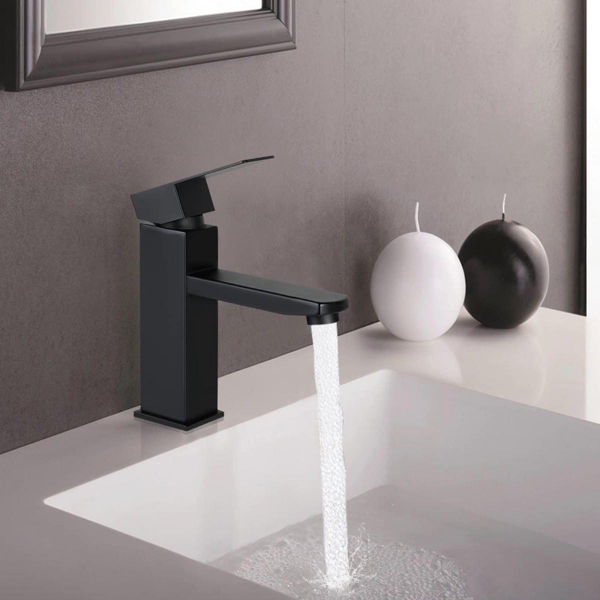 WASCHTISCHARMATUR Nixarn 4.9/17.3/16.2 cm - Schwarz, Metall (4.9/17.3/16.2cm) - ZMH