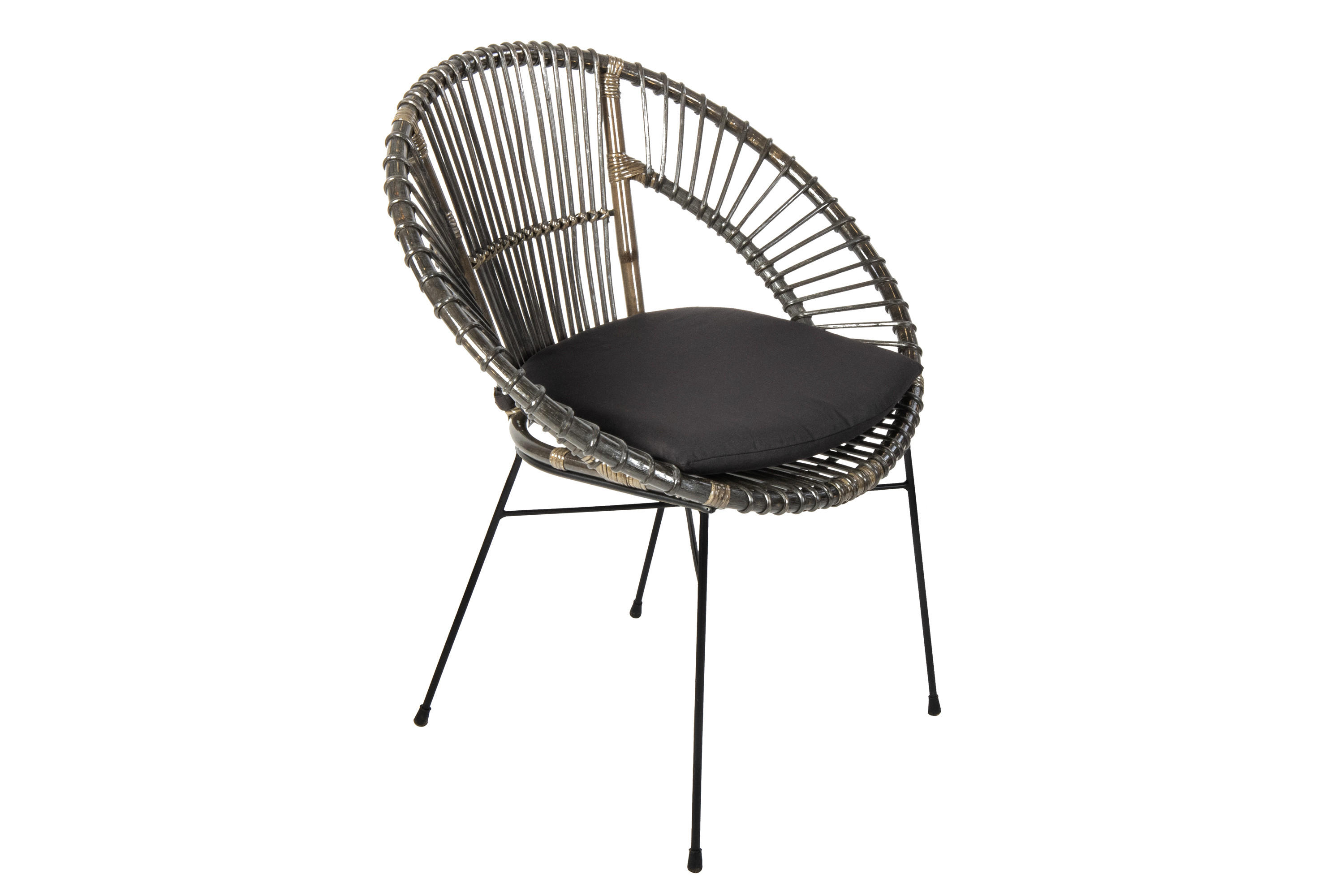 ESSZIMMERSTUHL GENUA - Anthrazit/Schwarz, Naturmaterialien/Metall (42/88/45cm) - SAM