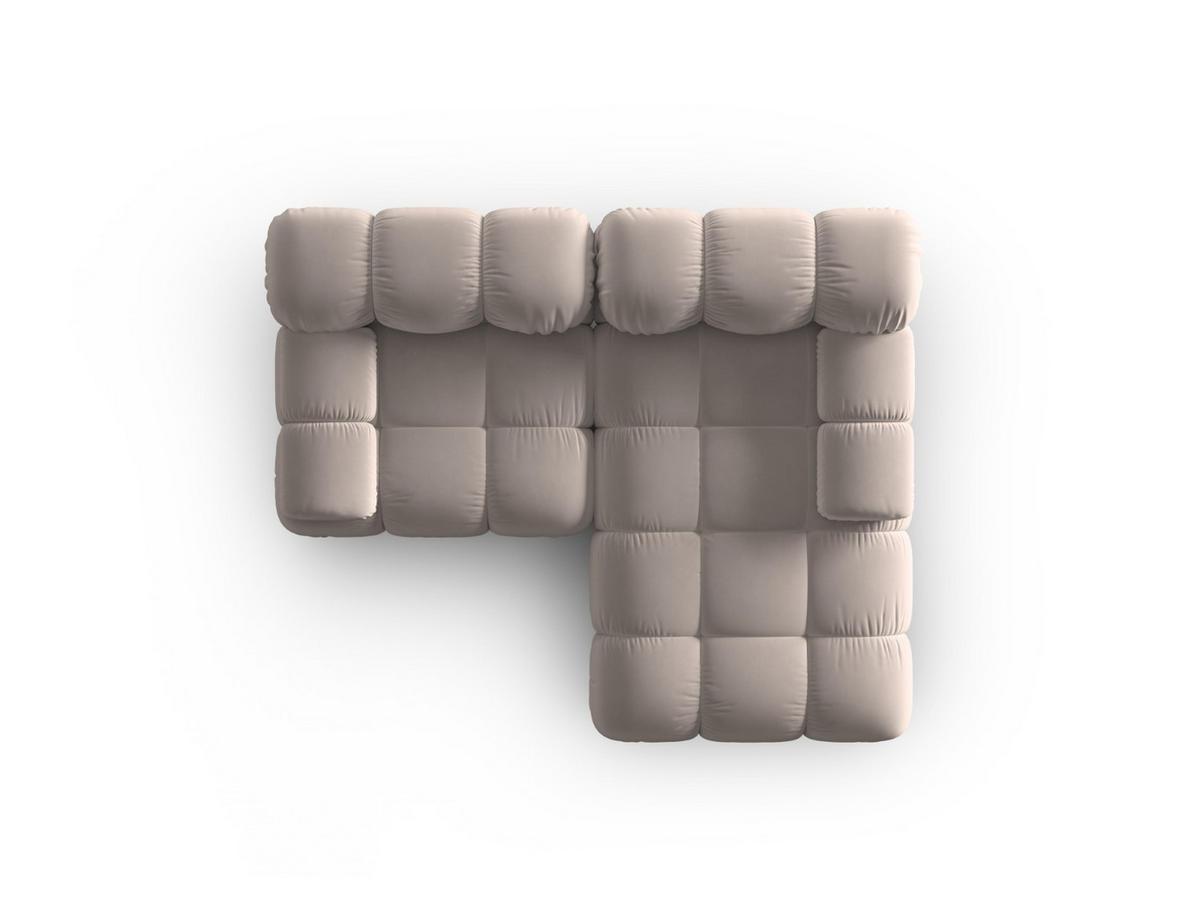 MODULARES-ECKSOFA rechts Bellis aus Samt beige 3 Sitzplätze - Beige, Textil (157/191cm) - Micadoni