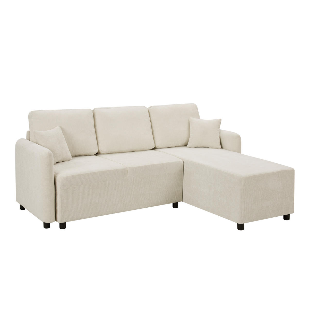 ECKSOFA 187.5/144/85.5 cm Hellbeige Chenille mit 2 Kissen - Beige, Holz/Textil (187.5/144cm) - Oxeza