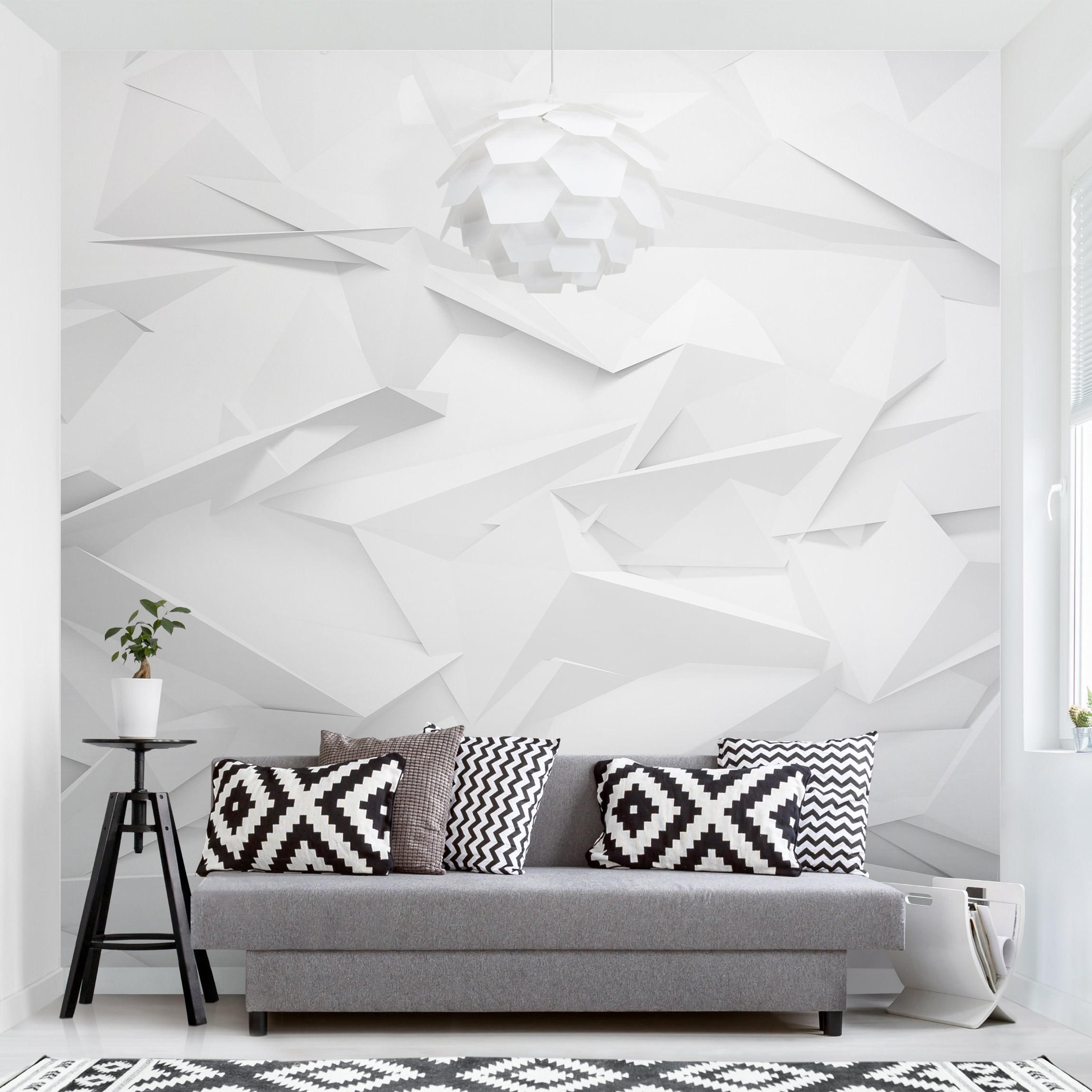 FOTOTAPETE Abstrakte 3D Optik 192/192 cm - Weiß, Papier (192/192cm) - Bilderwelten