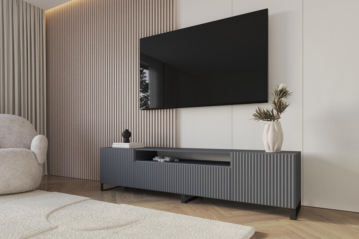 LOWBOARD NOA-2-S 200x53x41 cm - Graphit - Schwarz/Graphitfarben, Holzwerkstoff (200/53/41cm) - ALTDECOR