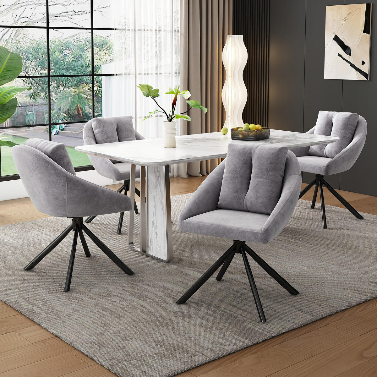 ESSZIMMERSTUHL Drehbar Grau Samt, Ergonomisch, Modern - Grau, Textil (65/79/59cm) - FLIEKS