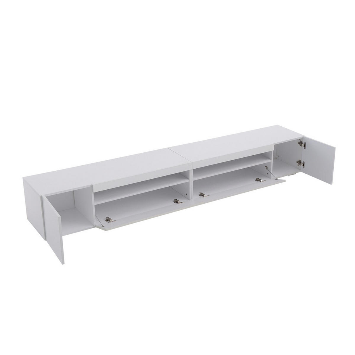 TV-SCHRANK 240cm Modern Weiß LED-Beleuchtung helles Panel glänzend - Weiß, Holz (49.5/15.5/107cm) - FLIEKS