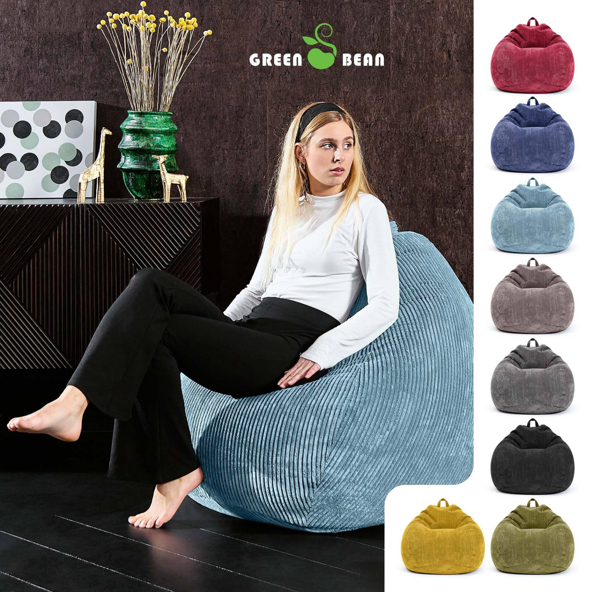 SITZSACK Indoor "Scoop" 90x110cm - Cord - Hellblau, Textil (90/110/90cm) - Green Bean
