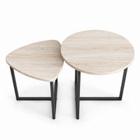 COUCHTISCH herzförmig 2er-Set Weißeiche/Schwarz - Schwarz/Weiß, Metall (45/45/50.5cm)