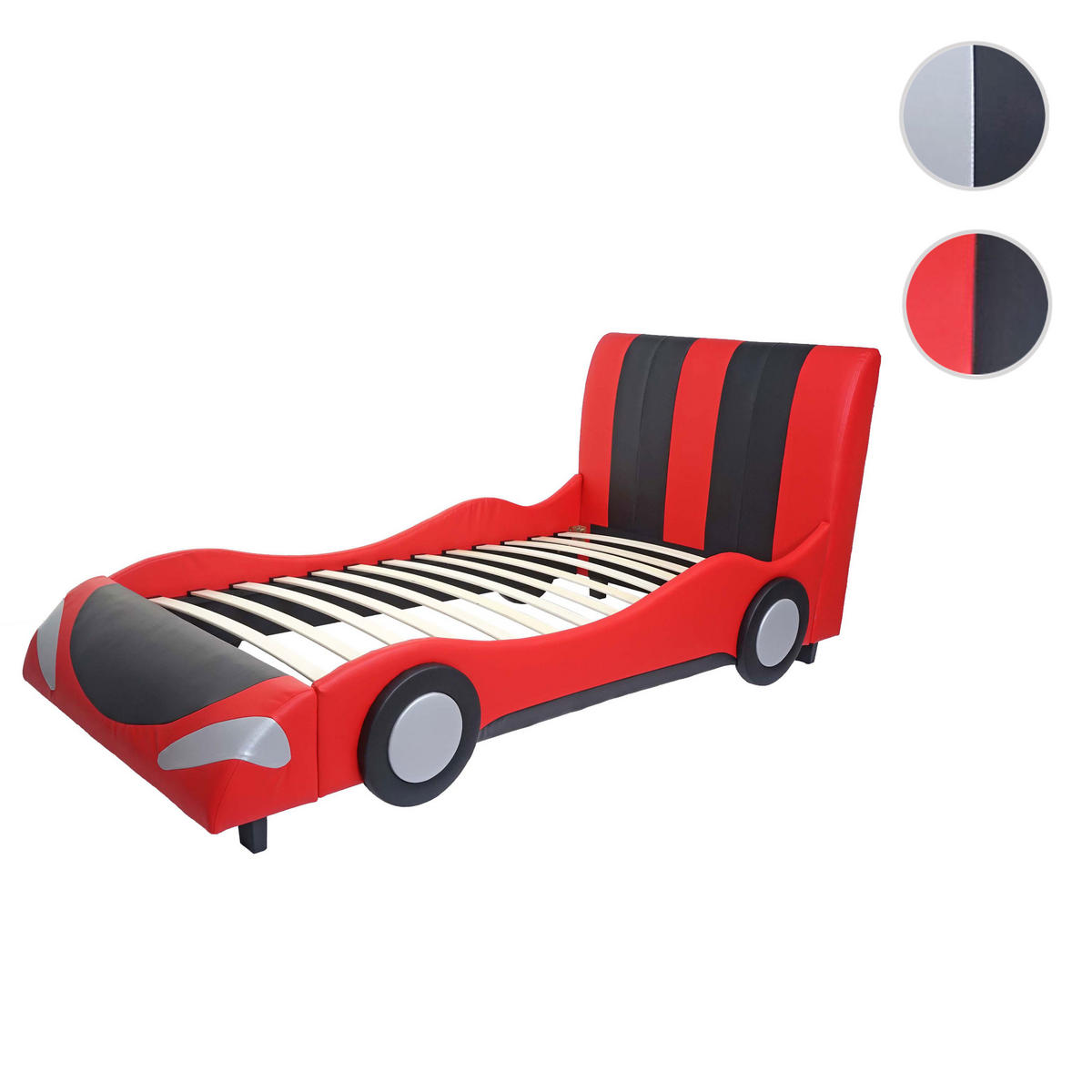 BETT AUTO Schwarz, Rot - Rot/Schwarz, Holz (114/103/237cm) - MCW