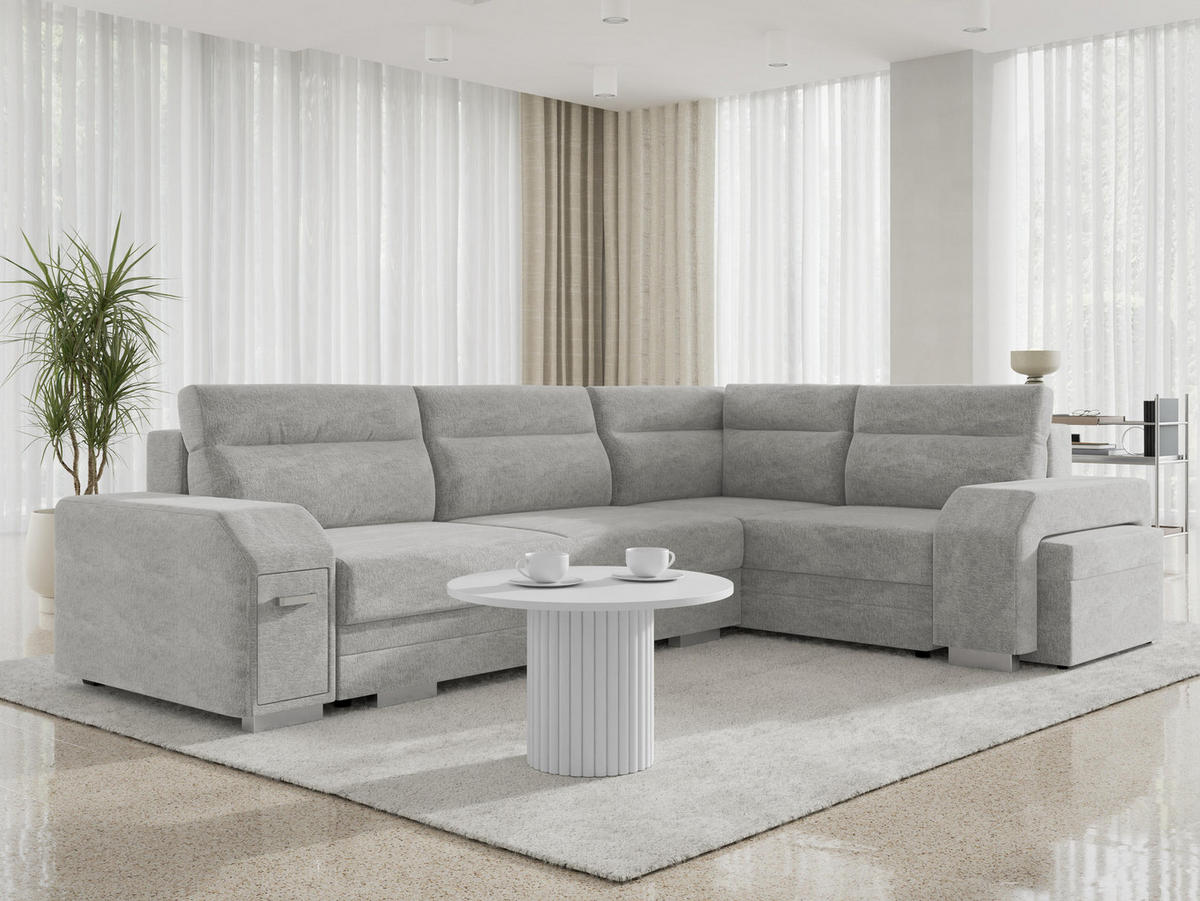 ECKSOFA Alvares, Seite: Rechts - Hellgrau, Holz/Kunststoff (305/205cm) - MIRJAN24