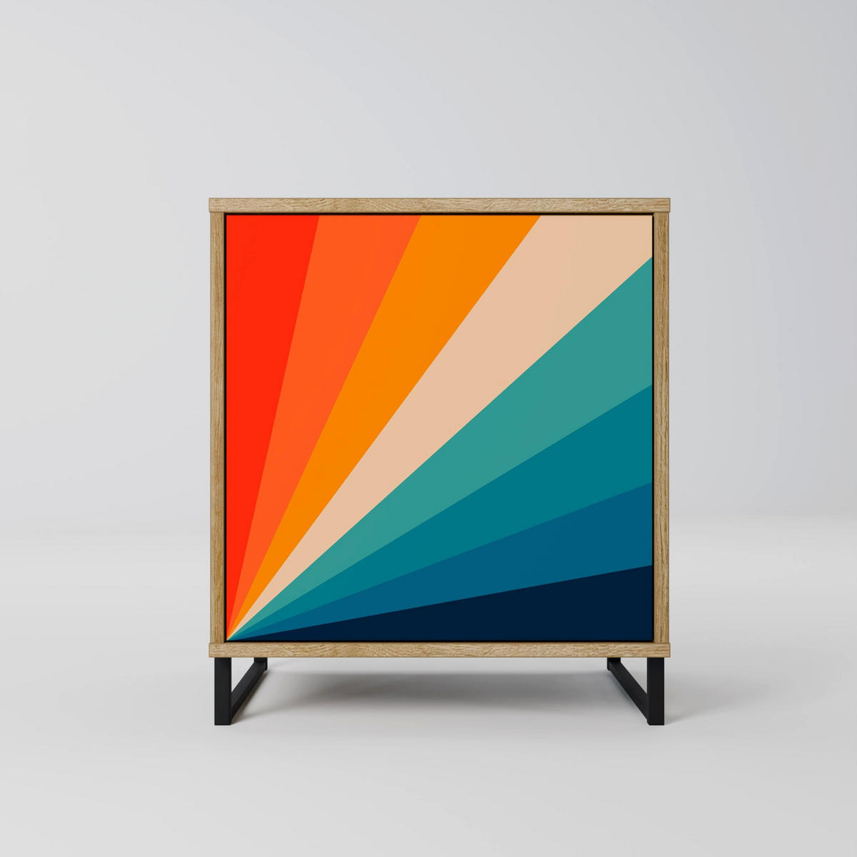 SIDEBOARD PRISM CONCUSSION, Eichefarben, 57,5x42x75,5 cm, Goldfarbene Metallfüße - Eichefarben/Goldfarben, Holzwerkstoff/Metall (57.5/75.5/42cm) - SpaceRebels