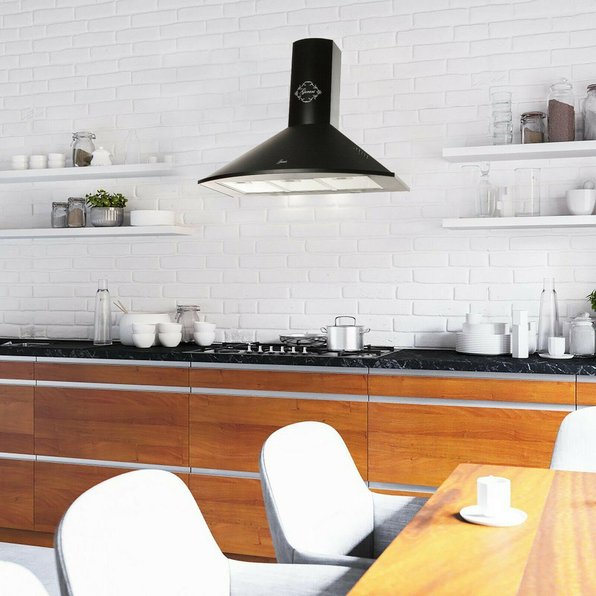 DUNSTABZUGSHAUBE GCH C 046 BL 9 N 90 cm Schwarz - Schwarz, Metall (90/117/50cm) - Gurari