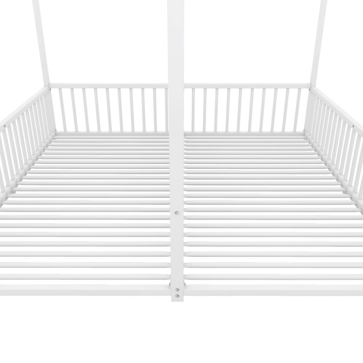 HAUSBETT 90x200cm in Weiß，Doppelbett Design - Weiß, Metall (90/200cm) - KOMHTOM