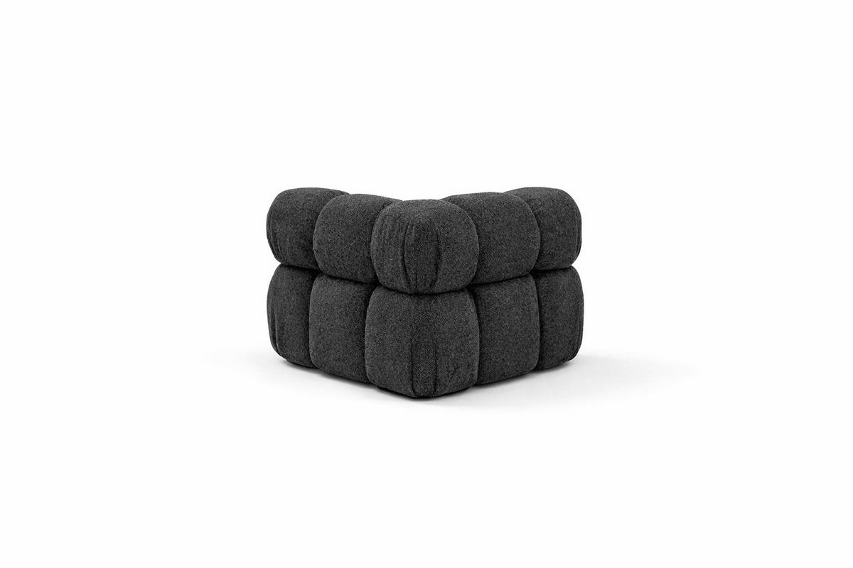 ECKMODUL, Für Modulares System, Stoff Abriamo, Graphit, Selia - Dunkelgrau, Holz (95/70/95cm) - Kaiser Möbel