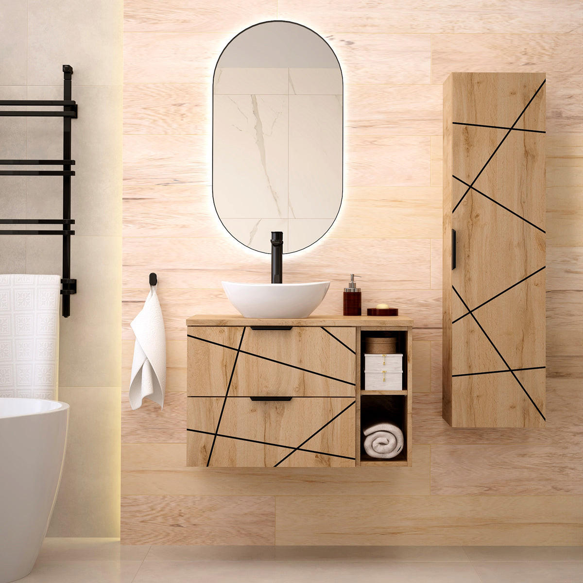 SKŘÍŇKA POD UMYVADLO 80.6cm Teren Dřevo - hnědá, kompozitní dřevo (80.6/52.2/46.5cm) - Petits-meubles