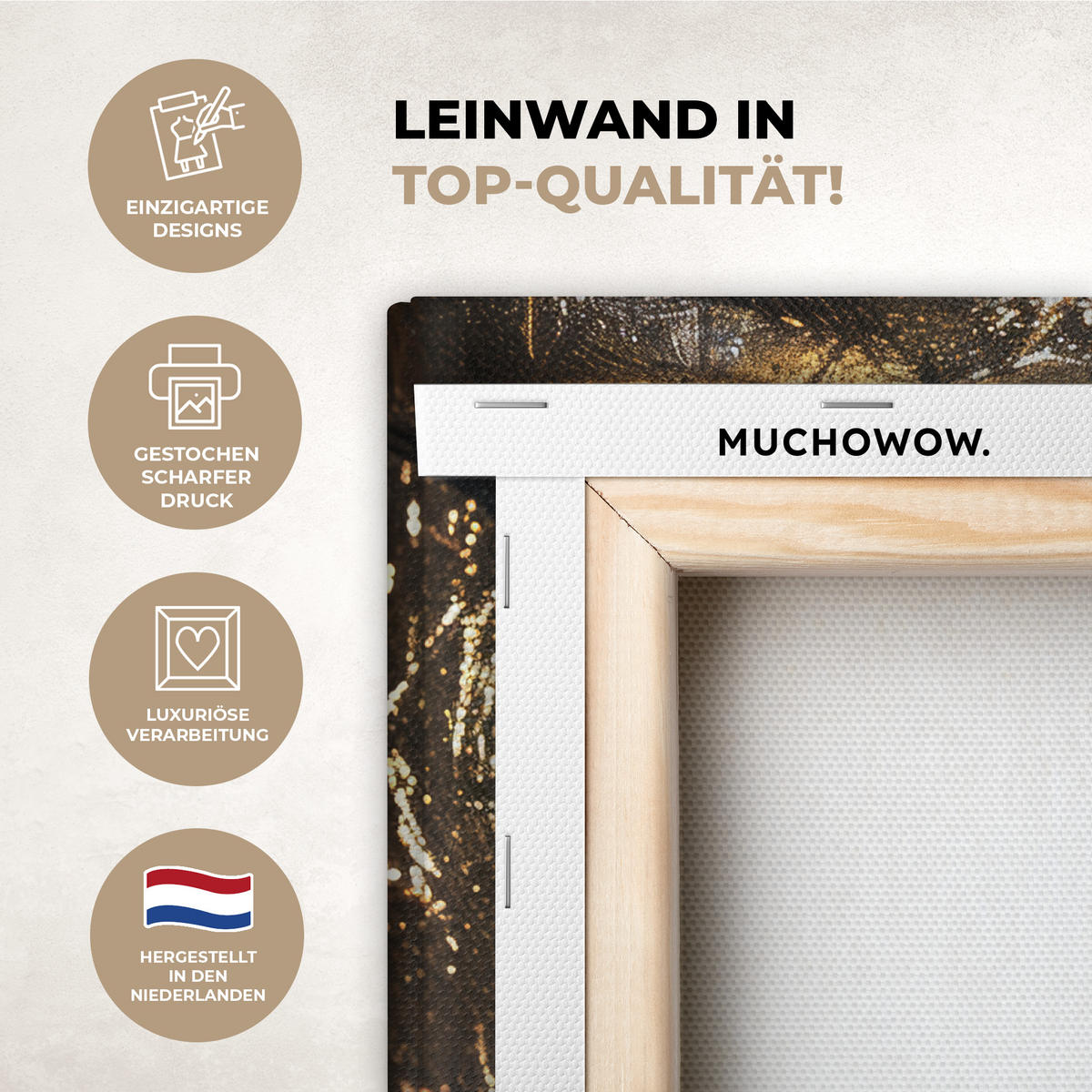 LEINWANDBILD Frau - Gold - Porträt - Schwarz-Weiß - Luxus 20x20 cm - Hellblau, Textil (20/20cm) - MuchoWow