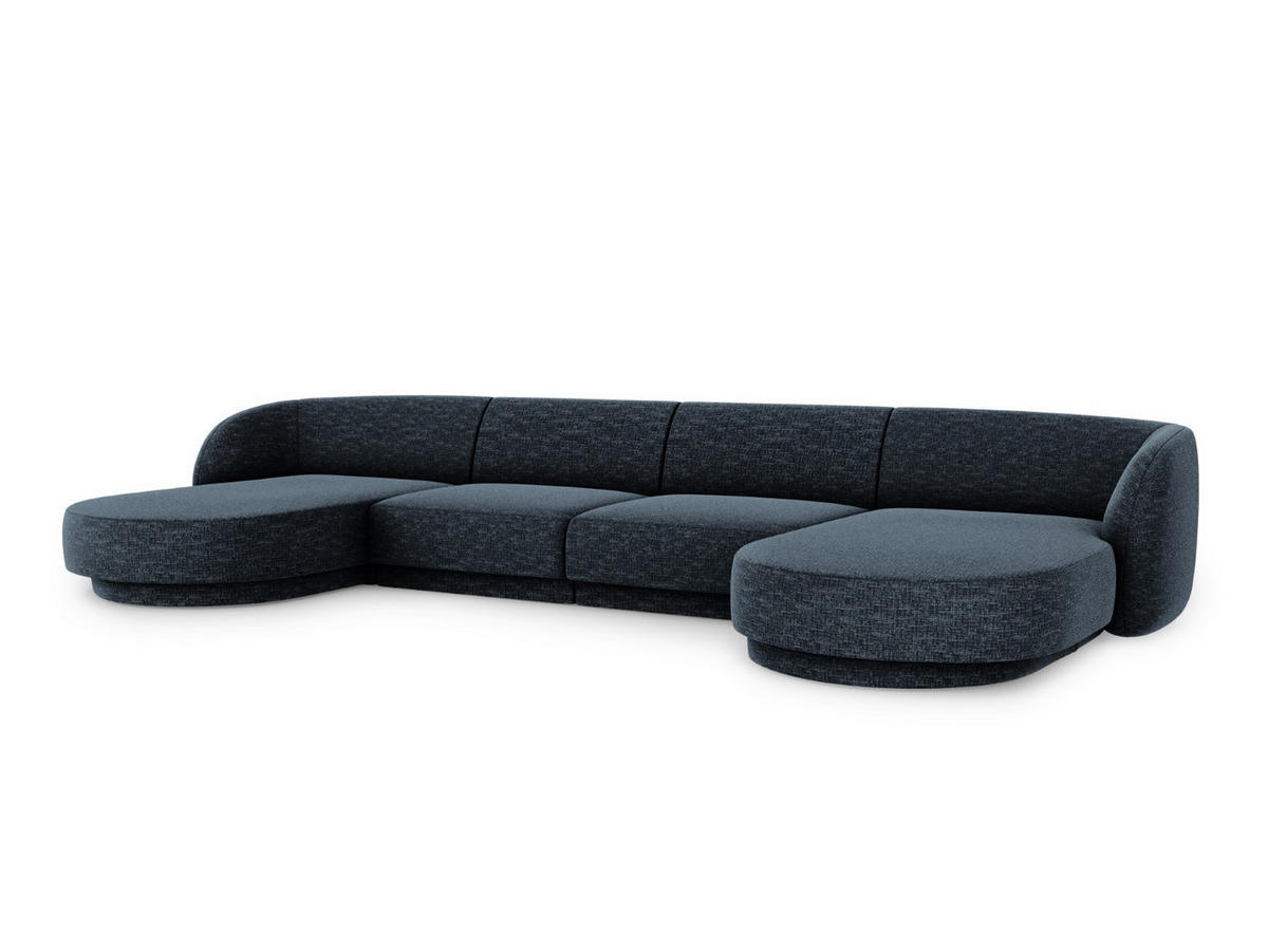 PANORAMASOFA Miley aus Chenille-Stoff königsblau 5 Sitzplätze - Blau, Textil (156/70/330cm) - Micadoni