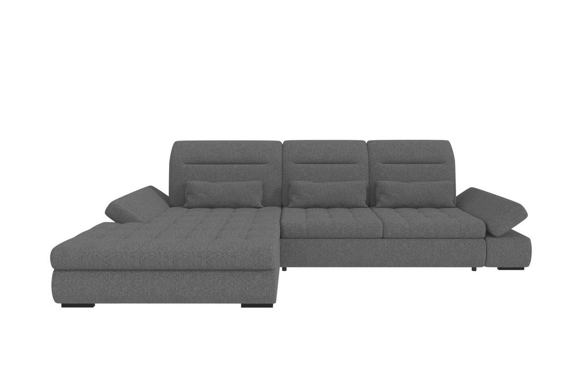 ECKSOFA Toscana Plus Strukturstoff inkl. Schlaffunktion - Anthrazit, Textil (179/300cm) - 99rooms