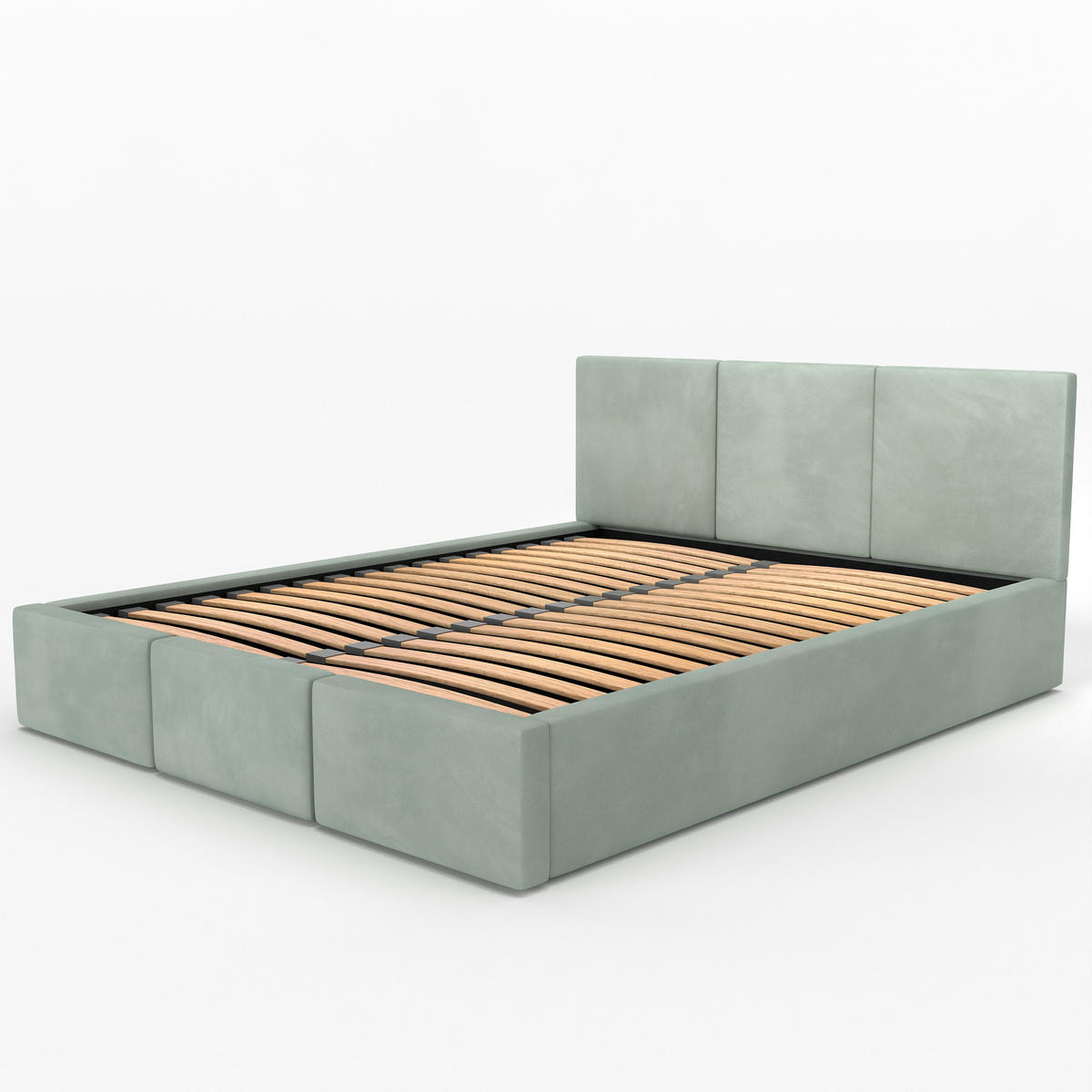 POLSTERBETT mit Stauraum Mint 120x200cm Kopfteil 88cm - Mintgrün, Holzwerkstoff/Textil (120/200cm) - Muralo