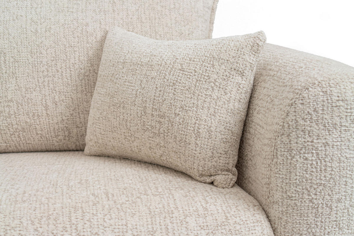 ECKSOFA Fabio mit Bettkasten, Strukturiert Ecru 255/165/91 cm - Ecru/Schwarz, Textil (255/165cm) - WFL GROUP