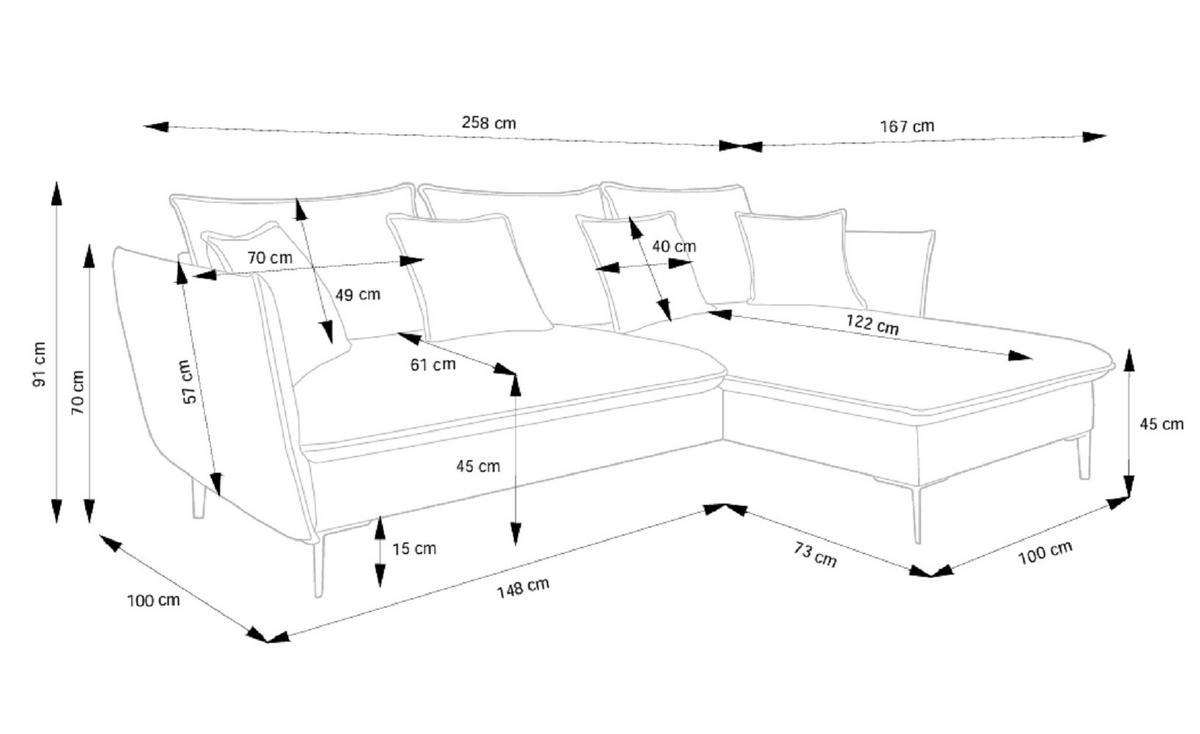 ECKSOFA Flavio mit Schlaffunktion, Bettkasten 260 cm, Links, Dunkelgrau - Dunkelgrau, Holz (258/167cm) - Emporius