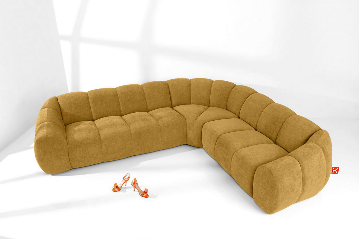 ECKSOFA RECHTS FLAVA, Honigfarben - Honig, Holz/Holzwerkstoff (310/270cm) - KONSIMO®