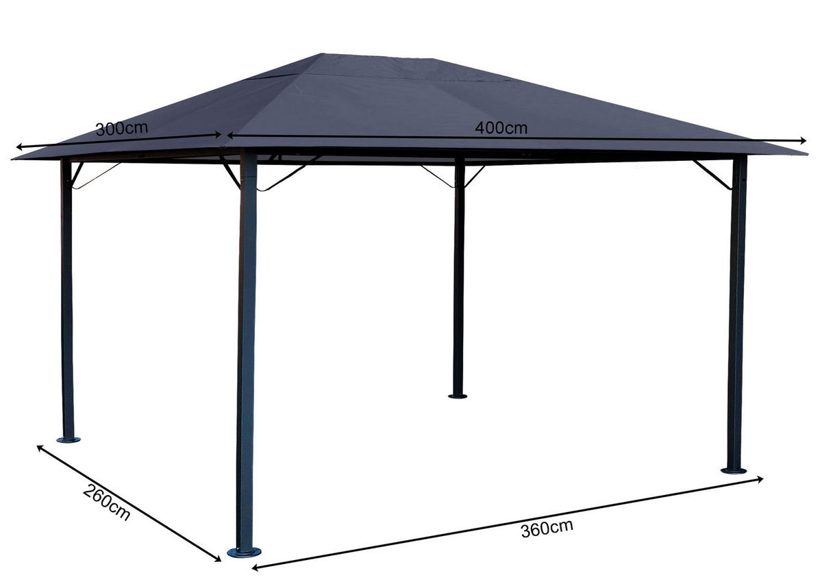 PAVILLON Nizza 3x4m Grau - Grau, Metall (300/263/400cm) - QUICK STAR